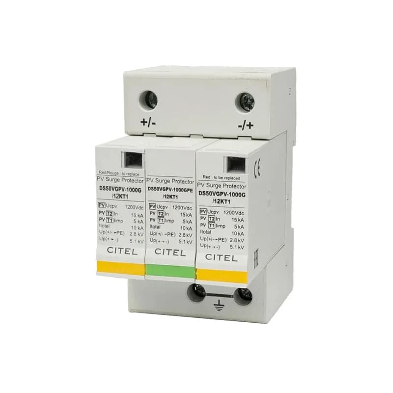 Ogranicznik przepięć PV DC Typ 1+2 (B+C) 1000V 3P 12,5kA 2,6kV DS50VGPVS-1000G12KT1