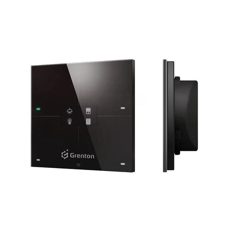 Smart panel Grenton / 4 pola dotykowe / wyświetlacz OLED / Wi-Fi / czarny szklany front