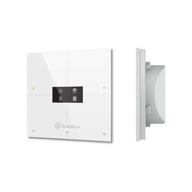 Smart panel Grenton / 4 pola dotykowe / wyświetlacz OLED / Wi-Fi / biały szklany front
